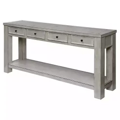 Kirklands Home Console Tables|Wood 4-Drawer Farmhouse Console Table White