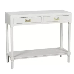 Kirklands Home Console Tables|Wood 2-Drawer Layla Console Table White