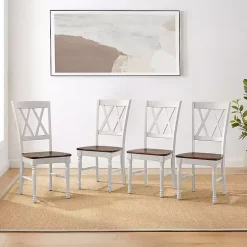 Kirklands Home Dining Chairs|Wood Farmhouse Dining Chairs, Set of 4 White