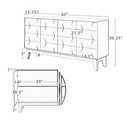 Kirklands Home Cabinets & Sideboards|Wood Geometric 4-Door Cabinet White