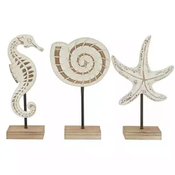 Clearance White Wood Sea Creature Statues, Set of 3 Statues & Figurines