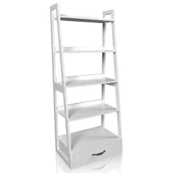 Kirklands Home Bookshelves|Wood 5-Shelf Leaning Bookshelf White