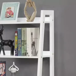 Kirklands Home Bookshelves|Wood 5-Shelf Leaning Bookshelf White