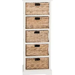 Kirklands Home Bookshelves|Wood 5-Tier Basket Storage Shelf White
