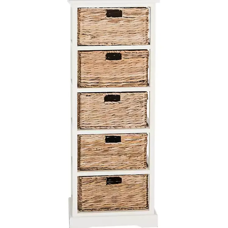 Kirklands Home Bookshelves|Wood 5-Tier Basket Storage Shelf White
