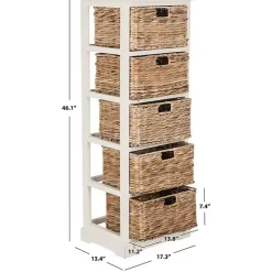 Kirklands Home Bookshelves|Wood 5-Tier Basket Storage Shelf White