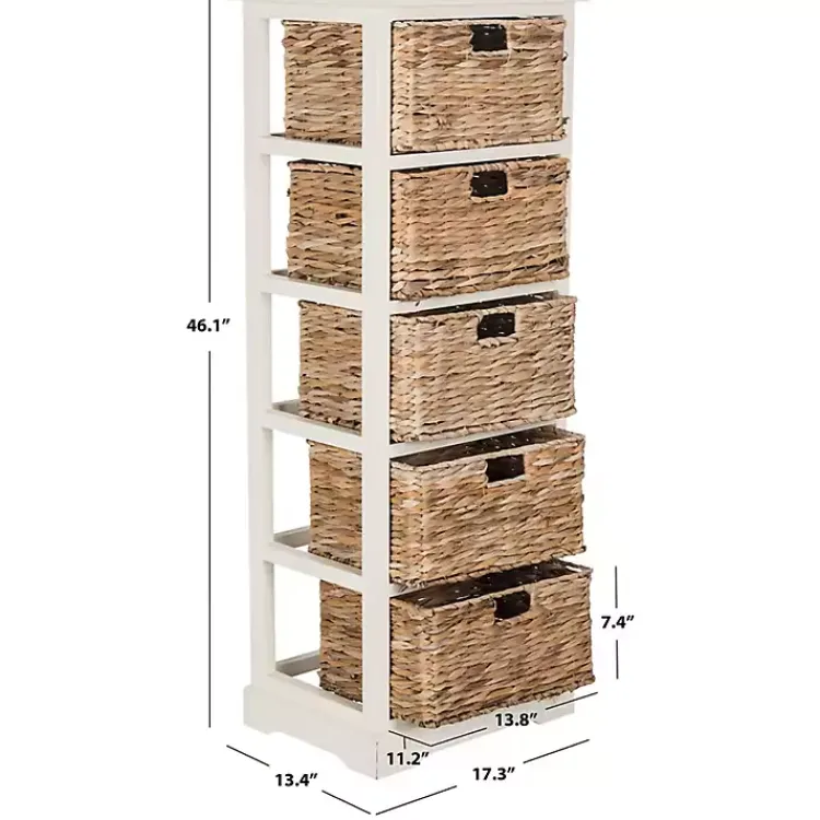 Kirklands Home Bookshelves|Wood 5-Tier Basket Storage Shelf White