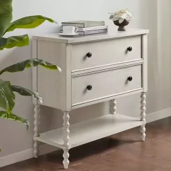 Kirklands Home Cabinets & Sideboards|Wood Turned Legs 2-Drawer Chest White