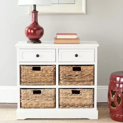 Kirklands Home Cabinets & Sideboards|Wood Woven Baskets Cabinet White
