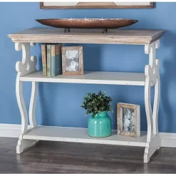 Kirklands Home Console Tables|Wooden 2-Shelf Console Table White
