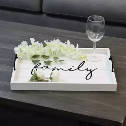 Clearance Whitewash Family Wooden Tray Decorative Trays