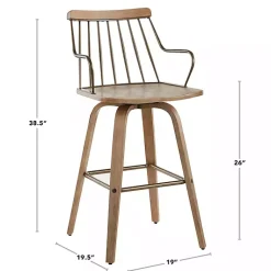 Kirklands Home Bar Stools & Counter Height Stools|Whitewash Poplar Wood Swivel Counter Stool Tan