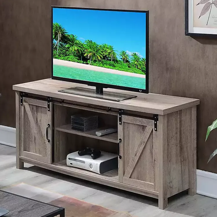 Kirklands Home Tv Stands & Media Consoles|wash Russ Barn Door Media Cabinet White