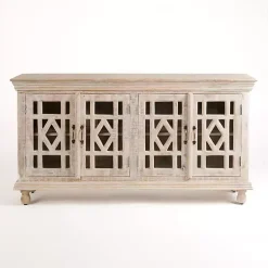 Kirklands Home Cabinets & Sideboards|Whitewashed Carri Glass Door Cabinet