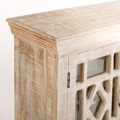 Kirklands Home Cabinets & Sideboards|Whitewashed Carri Glass Door Cabinet