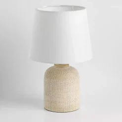 Kirklands Home Table Lamps|washed Carved Grid Table Lamp White