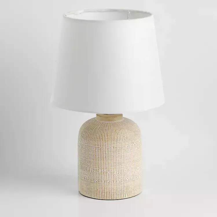 Kirklands Home Table Lamps|washed Carved Grid Table Lamp White