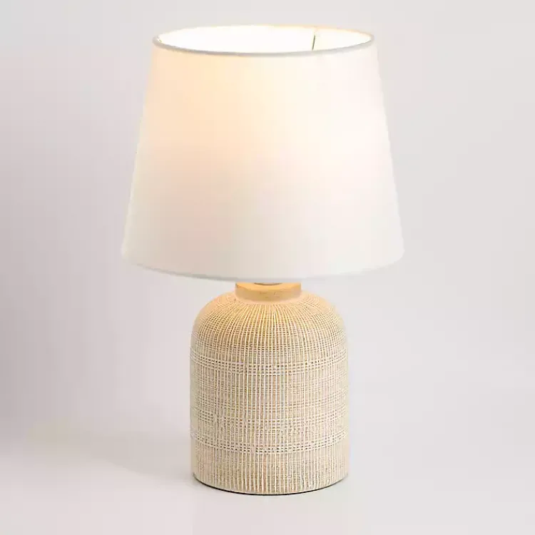 Kirklands Home Table Lamps|washed Carved Grid Table Lamp White