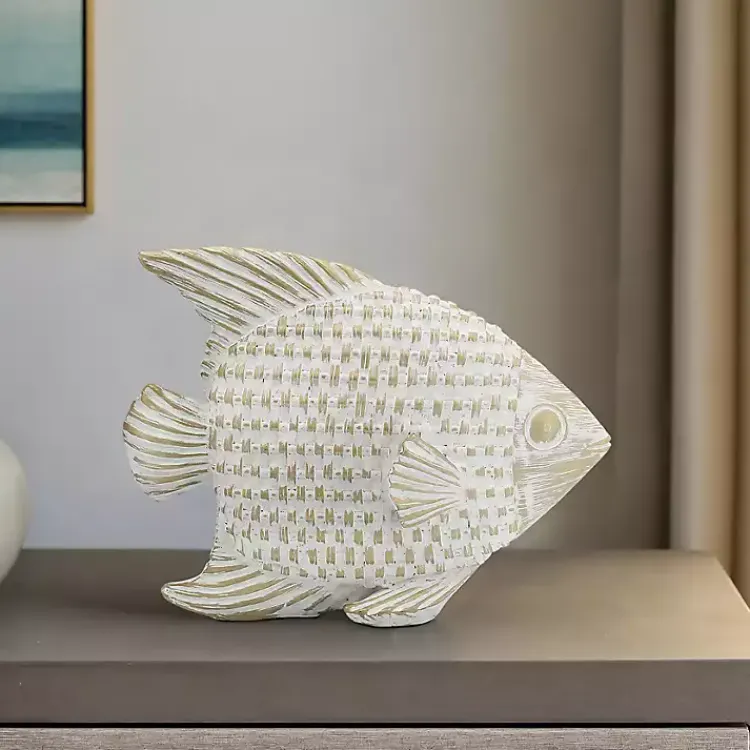 Best Whitewashed Ceramic Woven Fish Statue Statues & Figurines
