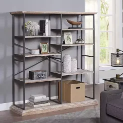 Kirklands Home Bookshelves|Whitewashed Etagere Industrial Bookcase