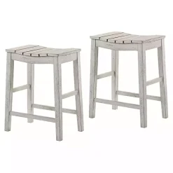 Kirklands Home Bar Stools & Counter Height Stools|washed Saddle Seat Counter Stools, Set of 2 White