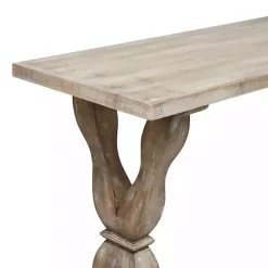Kirklands Home Console Tables|Whitewashed Wood Trestle Base Console Table