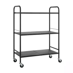 Kirklands Home Kitchen Islands & Bar Carts|Wide Metal 3-Tier Storage Cart Black