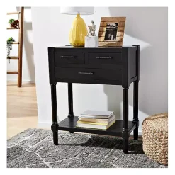 Kirklands Home Console Tables|Wilbert 3-Drawer Console Table Black