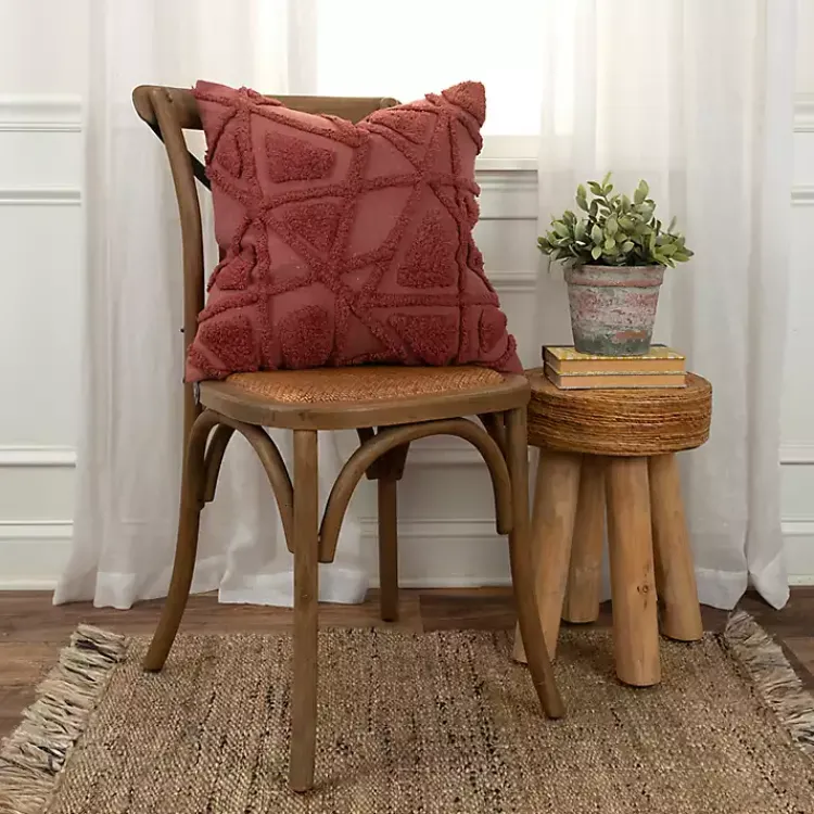 Wine Geo Tufted Throw Pillow Pillows