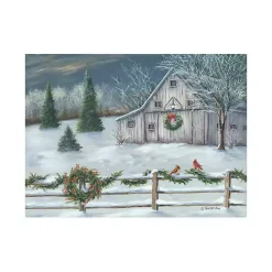 Sale Winter Christmas Barn Canvas Art Print, 32x24 in. Christmas Art & Wall Decor