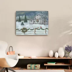 Sale Winter Christmas Barn Canvas Art Print, 32x24 in. Christmas Art & Wall Decor
