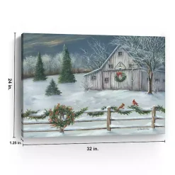 Sale Winter Christmas Barn Canvas Art Print, 32x24 in. Christmas Art & Wall Decor