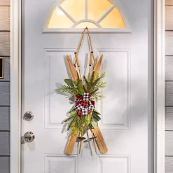 Winter Greenery Ski Wall Plaque Christmas Art & Wall Decor