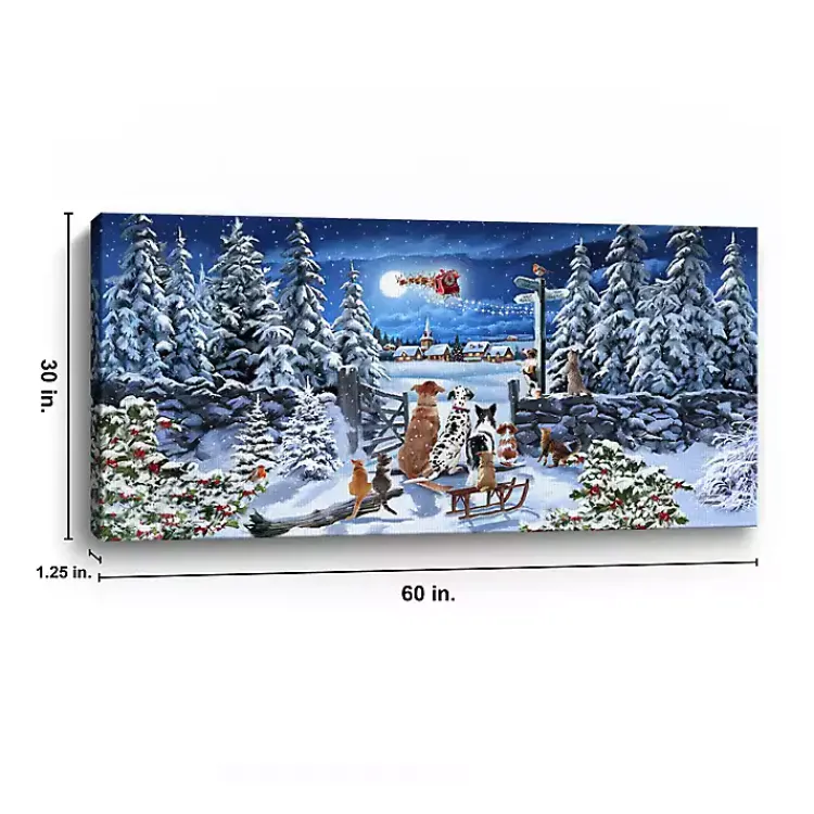 Winter Pets Watching Santa Canvas Art Print Christmas Art & Wall Decor