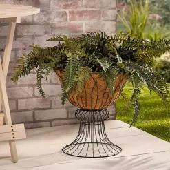 Kirklands Home Planters|Wire Hourglass Planter with Coco Mat Liner Black