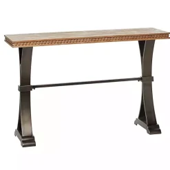 Kirklands Home Console Tables|Wood & Metal Trestle Base Console Table