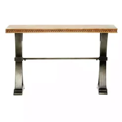 Kirklands Home Console Tables|Wood & Metal Trestle Base Console Table