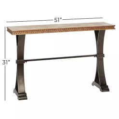 Kirklands Home Console Tables|Wood & Metal Trestle Base Console Table