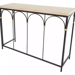 Kirklands Home Console Tables|Wood and Metal Arches Console Table