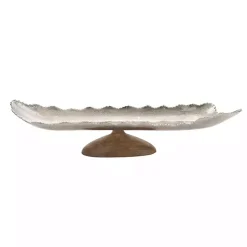 Outlet Wood and Metal Scalloped Rim Tray Decorative Trays