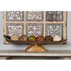 Outlet Wood and Metal Scalloped Rim Tray Decorative Trays