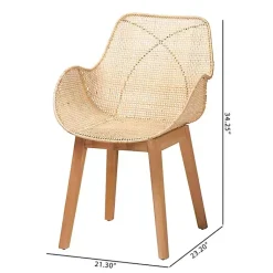 Kirklands Home Dining Chairs|Wood and Rat Flared Dining Chairs, Set of 2 Tan