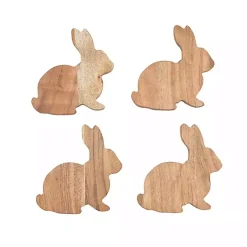 Wood Bunny Coasters, Set of 4 Easter Decorations