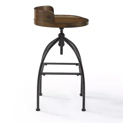 Kirklands Home Bar Stools & Counter Height Stools|Wood Edgar Industrial Adjustable Stool Brown