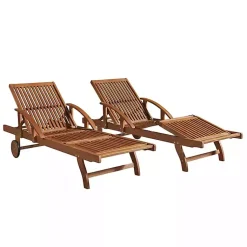 Kirklands Home Outdoor Seating|Wood 2-pc. Outdoor Lounge Chair with Leg Rest Set Brown