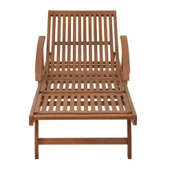 Kirklands Home Outdoor Seating|Wood 2-pc. Outdoor Lounge Chair with Leg Rest Set Brown