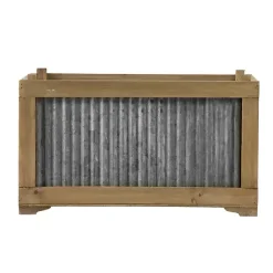 Kirklands Home Planters|Wood Planters with Galvanized Sides, Set of 2