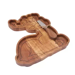 Kirklands Home Serving & Entertaining|Wood Reindeer Serving Board with Spreader Brown