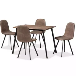 Kirklands Home Dining Tables|Wood Table and Leather Chairs 5-pc. Dining Set