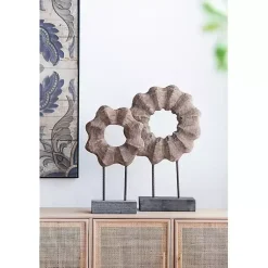 Clearance Wood Wave Ring Figurine Statues & Figurines